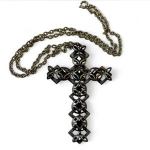 Vintage Gothic Silver Cross Necklace